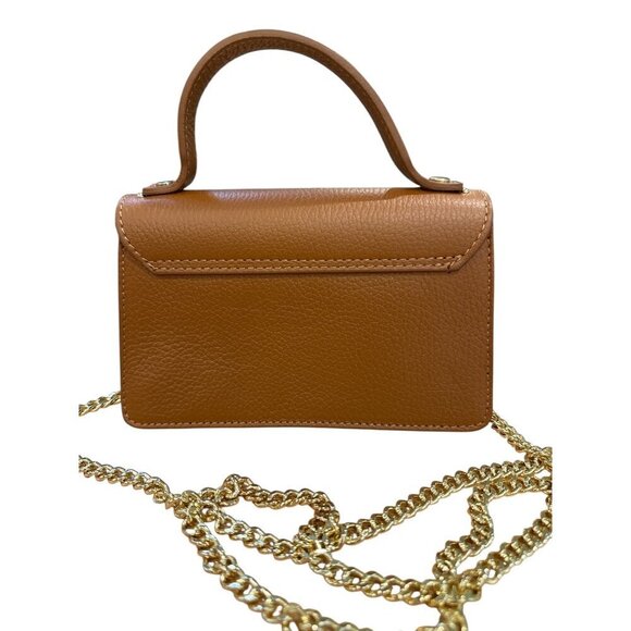 Persaman NY Pebbled Leather Mini Top Handle Crossbody Bag Brown Studded EUC - Picture 3 of 9